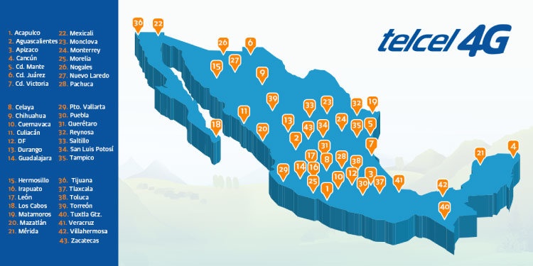 Mapa De Cobertura Telcel 3g Y 4g En México Y En El Mundo 9419